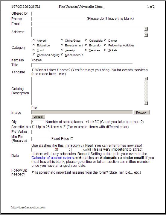 Sample Donation Form